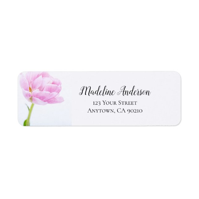 Snygg Rosa Peony | Returadress av Anpassningsbar Returadress Etikett (Framsidan)