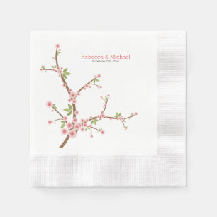 Snygg Rosa Plum-Blommar Pappersservett