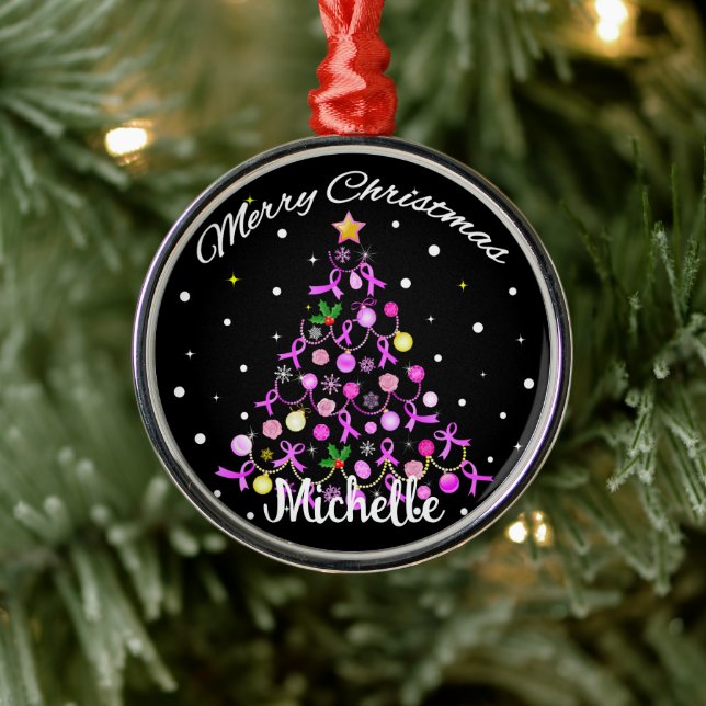 Snygg Rosa Ribbon Julgran Julgransprydnad Metall (Träd)