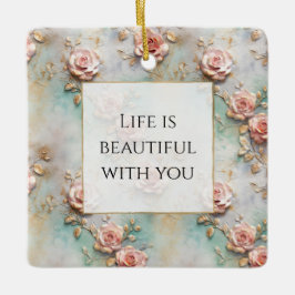 Snygg  Rosa Romantic Ro Julgransprydnad Keramik