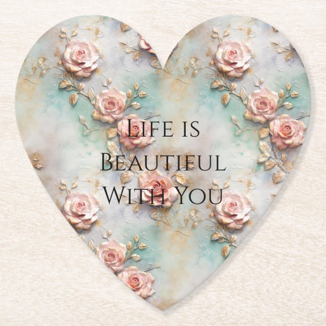 Snygg  Rosa Romantic Ro Underlägg Papper (Framsida)