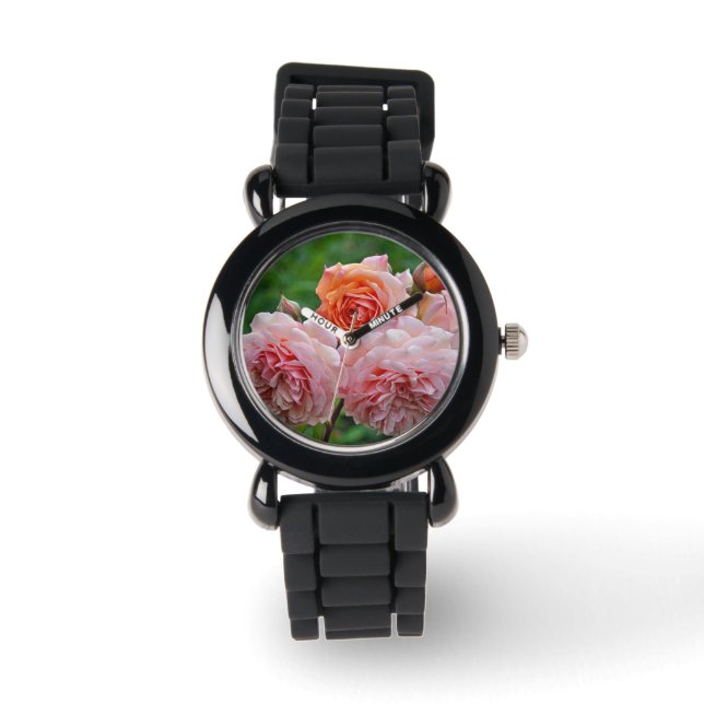 Snygg rosa ros armbandsur (Framsida)