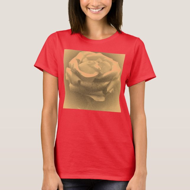 Snygg Rosa ros-bild T Shirt (Framsida)