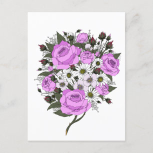 Snygg Rosa ros Bouquet Helg Vykort