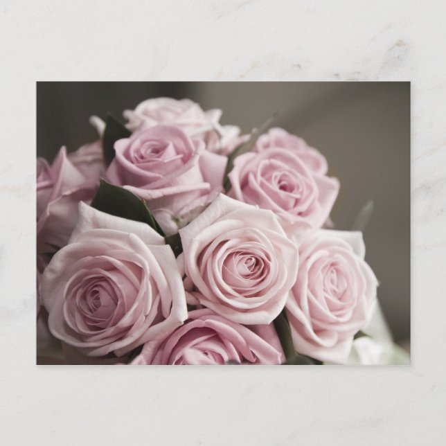 Snygg rosa ros bouquet vykort (Framsida)