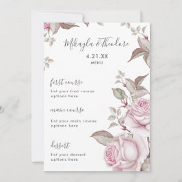 Snygg Rosa ros Bröllop Menu