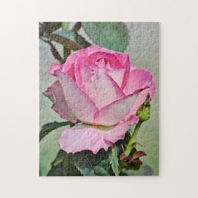 Snygg Rosa ros Flower Art Puzzle Pussel (Vertikal)