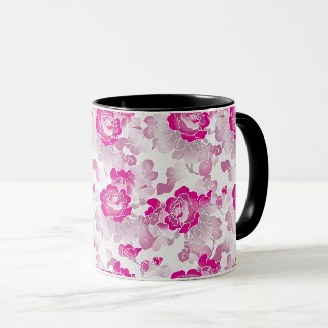 Snygg Rosa ros i en Garden-Inspired-Blommigt Mugg (Framsida höger)
