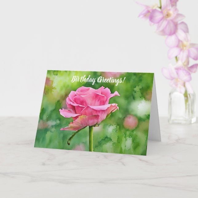 Snygg Rosa ros i ett Garden Art Birthday-kort Kort (Orkide)