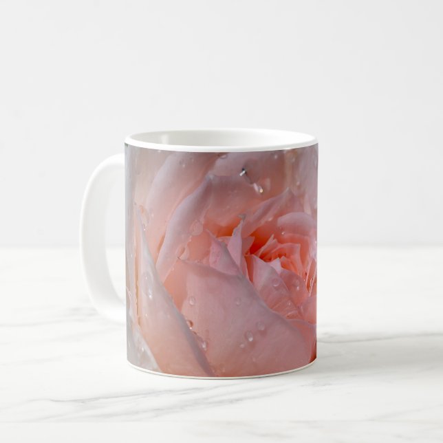 Snygg rosa ros kaffemugg (Framsida vänster)