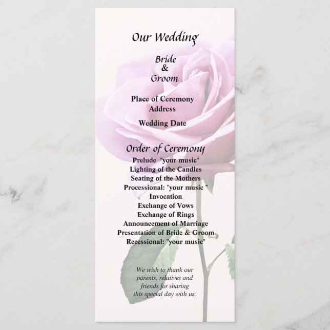 Snygg Rosa ros med Löv Program (Framsida)