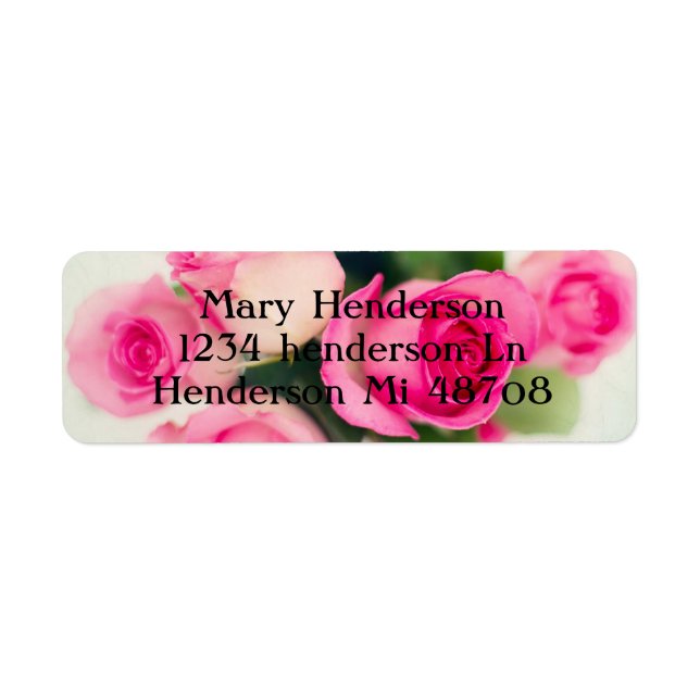 Snygg Rosa ros Returadress Etikett (Framsidan)