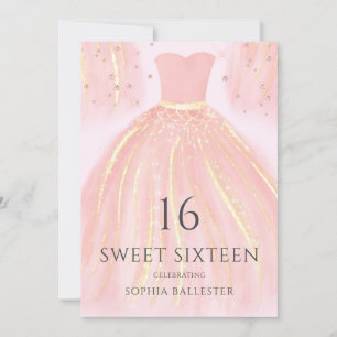 Snygg  Rosa Sjöjungfru Dress Sweet 16 Party Inbjudningar
