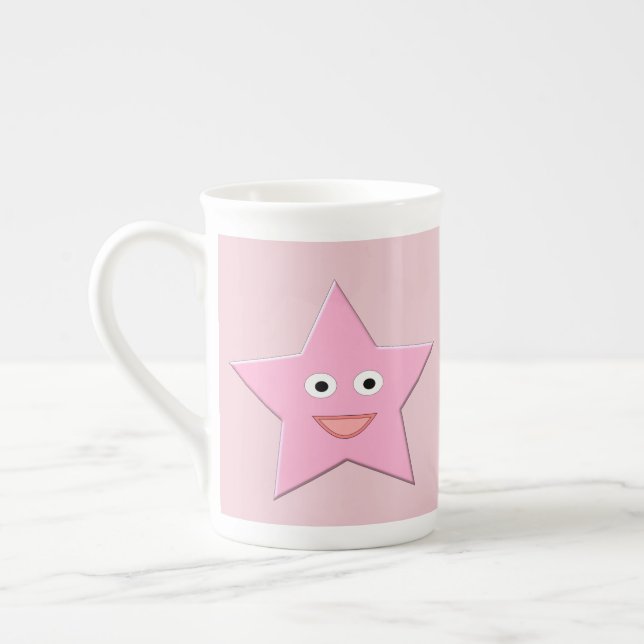Snygg Rosa Stjärna Mugg Benporslin Mugg (Vänster)
