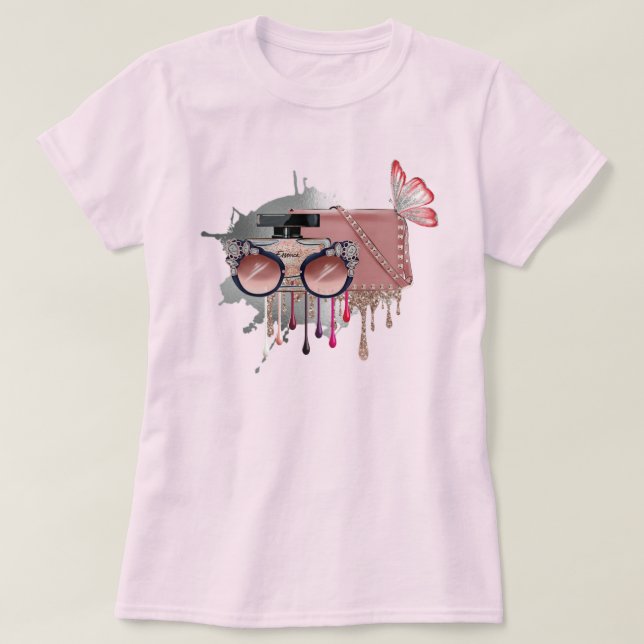 Snygg Rosa T Shirt (Design framsida)