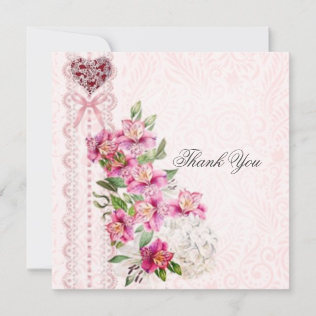 Snygg rosa Tack för ditt kort (Framsida)
