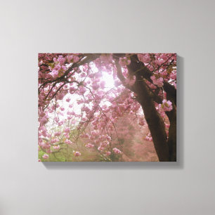 Snygg Rosa Träd Blommar Canvas. Canvastryck