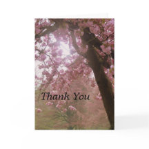 Snygg Rosa Träd Blommar - tackkort