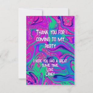 Snygg Rosa Turkos Flicka Födelsedags Slime Party T Tack Kort