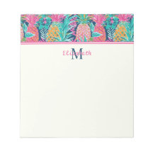 Snygg Rosa Turkos Marinblå Ananas Monogram