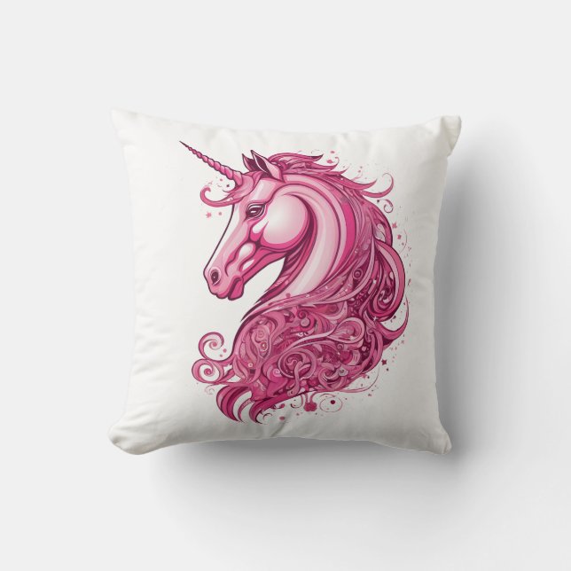 Snygg rosa Unicorn Kudde (Framsida)