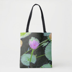 Snygg Rosa Vatten Lily Flower Bloom Lily Pad Tygkasse