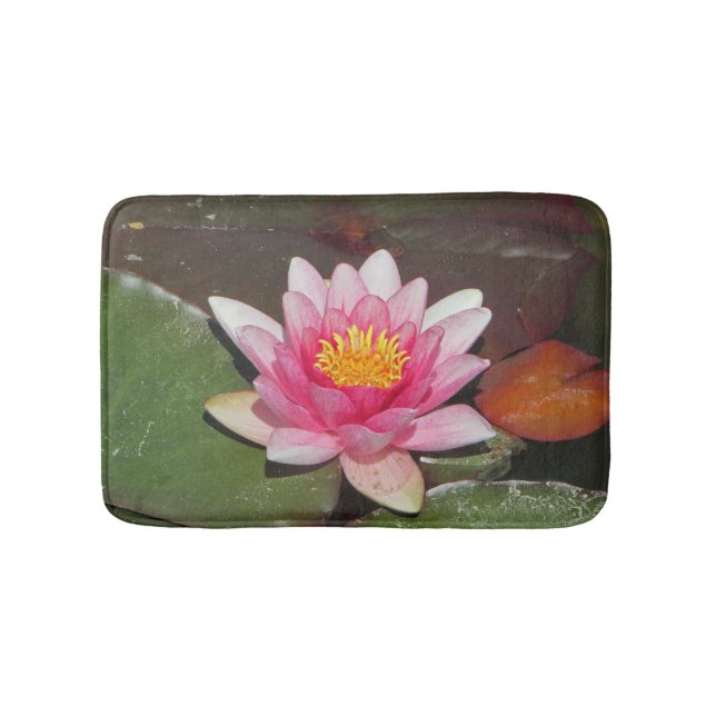 Snygg Rosa Vatten Lily Flower Photo Badrumsmatta (Framsidan)