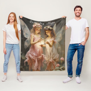 Snygg Rosa Victorian Älvor Kärlek Joy Hope Fleecefilt