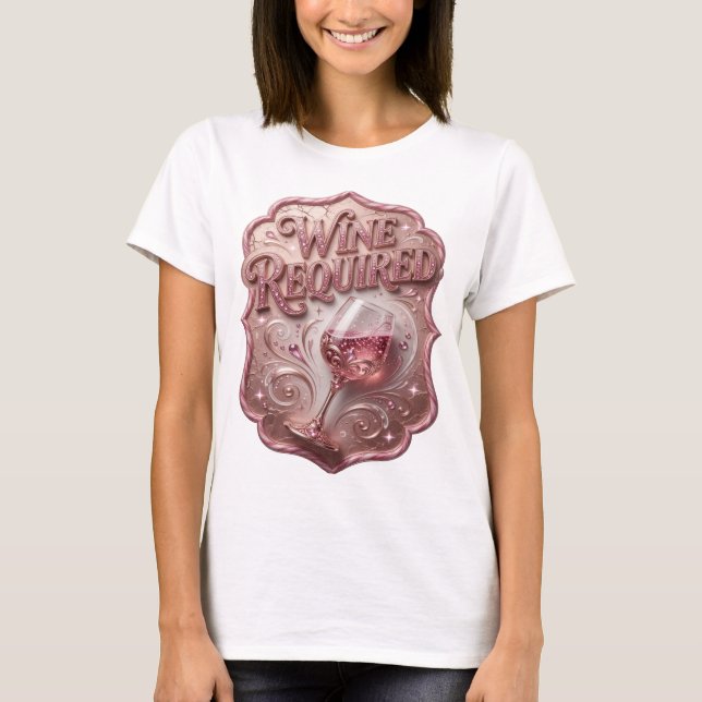 Snygg Rosa VIN KRÄVS Tryck T Shirt (Framsida)
