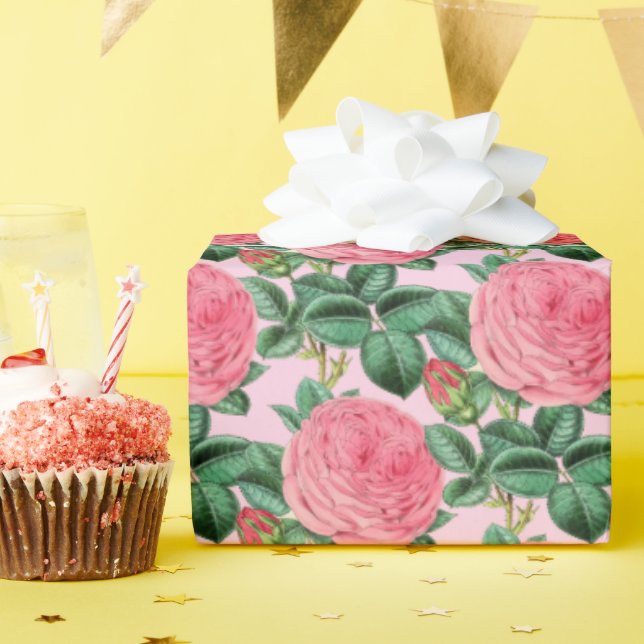 Snygg Rosa Vintage Ro Decoupage eller Gift Presentpapper (Födelsedagsfest)