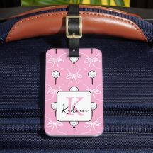 Snygg rosa vit rosett golfmönster monogram