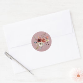 Snygg Rosa Watercolor Ro Florar Runt Klistermärke
