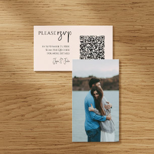 Snygg RSVP-kort med ditt foto och QR-kod Tilläggskort