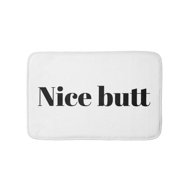 Snygg rumslig typografi i humor badrumsmatta (Framsidan)
