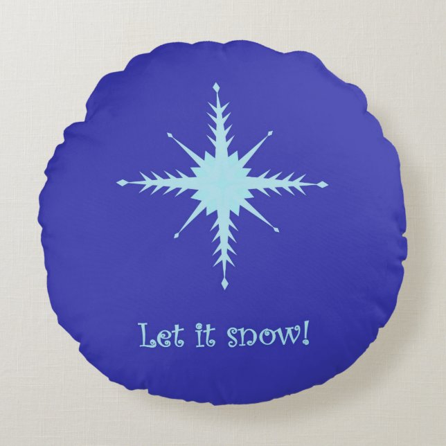 Snygg runda dekorativ kudde med snöflingor (Framsidan)