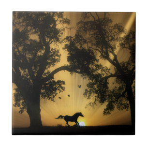 Snygg Running Horse Art Tile Kakelplatta