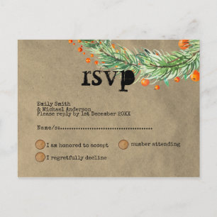 Snygg Rustik Jul Evenemang RSVP Doodle Konst Inbjudan Vykort