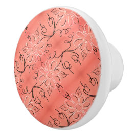 Snygg Rusty Coral Blommigt Handle Knopp