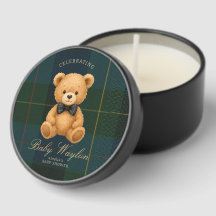 Snygg Rutig Teddybjörn Baby Shower