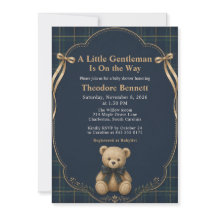 Snygg Rutig Teddybjörn Baby Shower