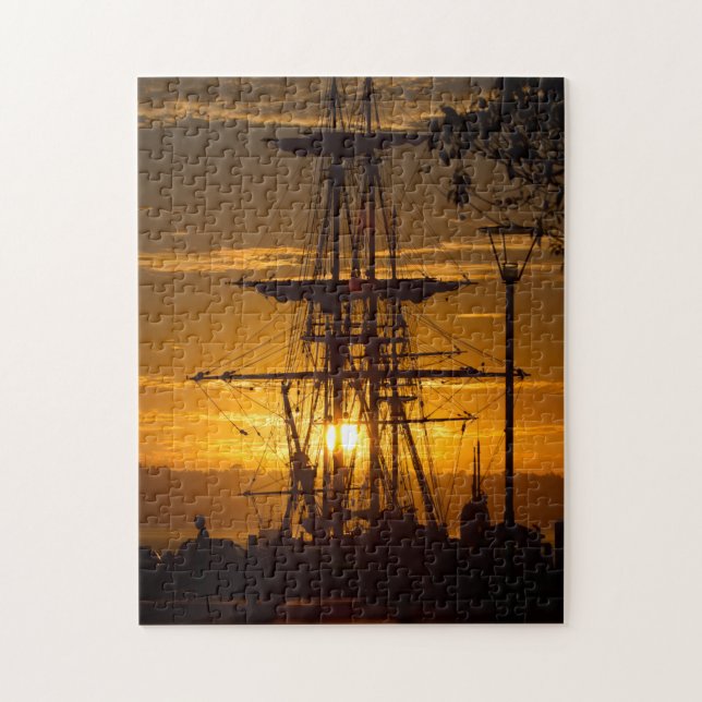 Snygg San Diego Sunset med Tall-Mast-Frakt Pussel (Vertikal)