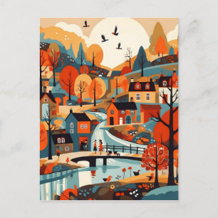 Snygg Scandi Village Art Vykort