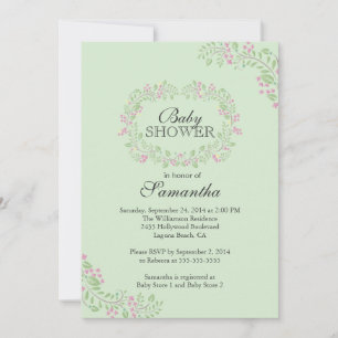 Snygg schalkboard Blommigt Ram Baby Shower Inbjudningar