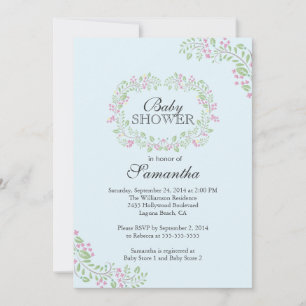 Snygg schalkboard Blommigt Ram Baby Shower Inbjudningar