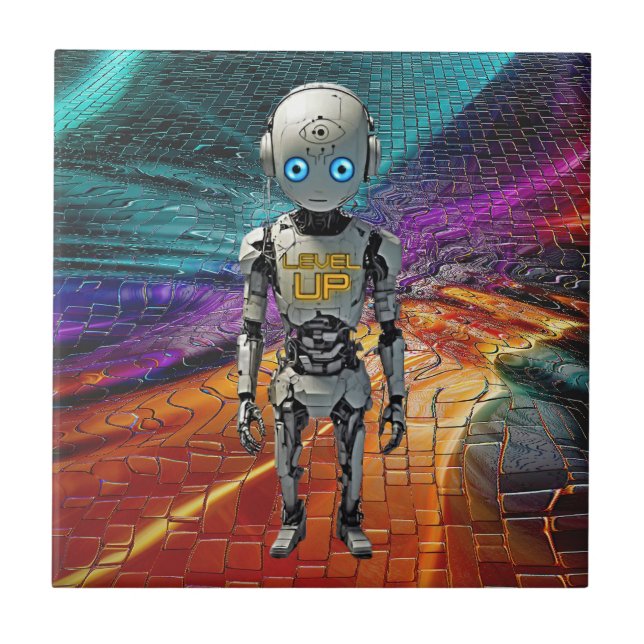 Snygg Sci-Fi Uppgradera Robot Keramisk Kakel  (Framsidan)