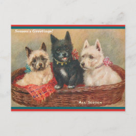 Snygg Scottie Hundar Vintage Painting Helgdag Vykort