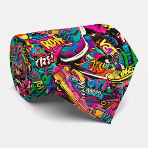 Snygg seriefigur graffiti rutigt mönster slips