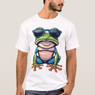 Snygg seriefigur groda som bär solglasögon Roligt T Shirt