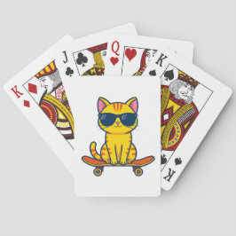 Snygg seriefigur på skateboard med solglasögon för casinokort