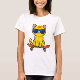 Snygg seriefigur på skateboard med solglasögon för t shirt